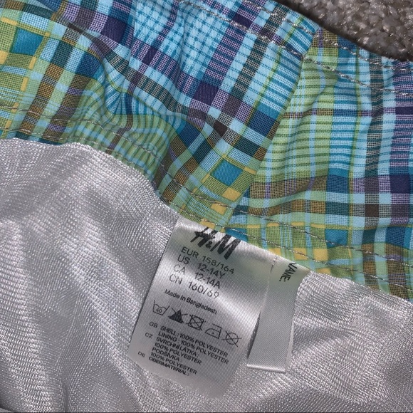 H&M Boys Plaid Swim Trunks size 12-14Y - Picture 4 of 5